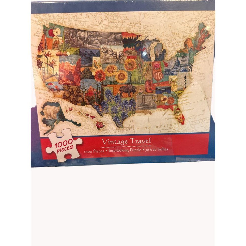 Current Vintage Travel Puzzle 1000 Piece Jigsaw Texas San Francisco Florida Wash